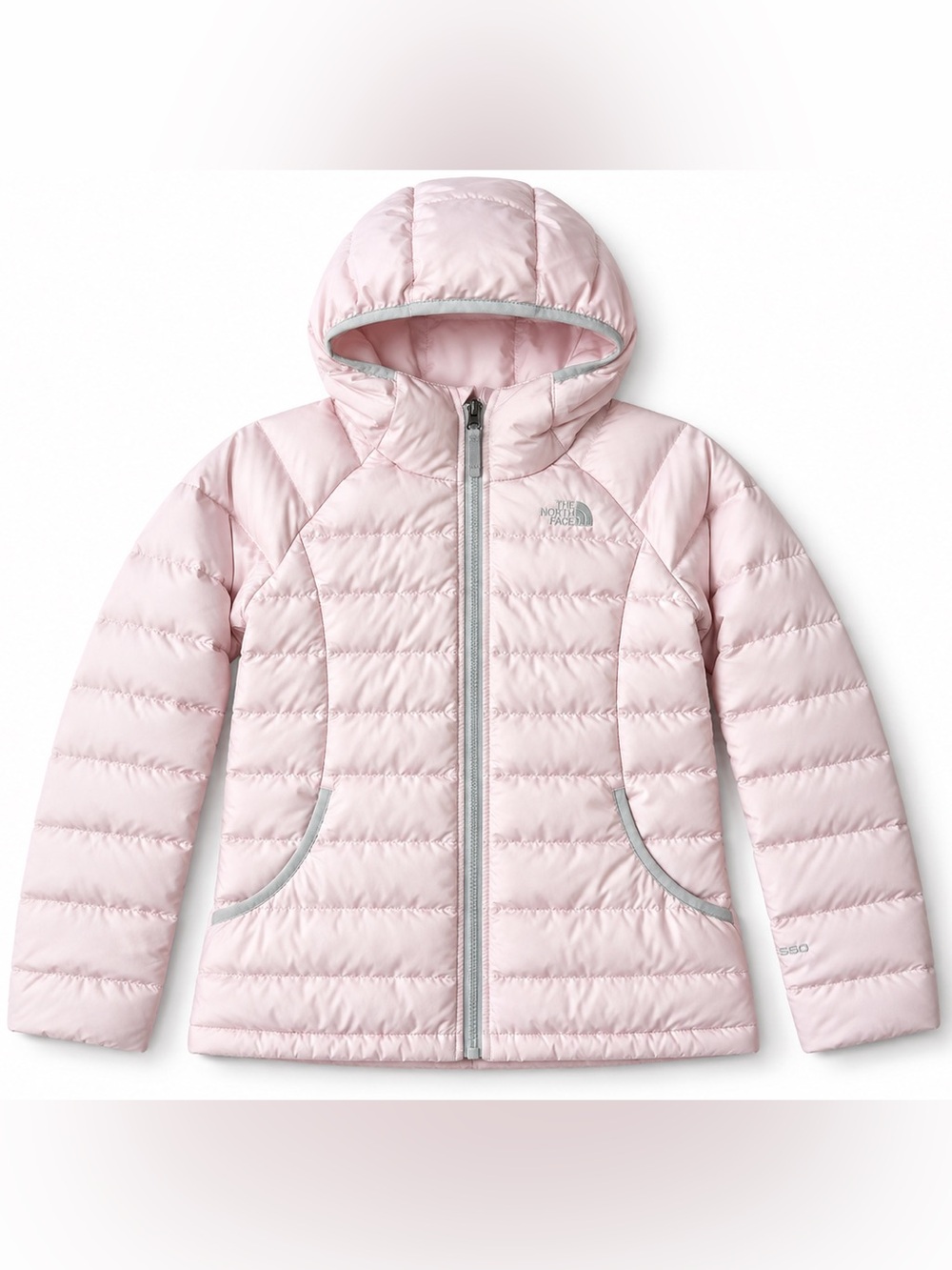 The North Face 550 girls Light Pink Quilted Hooded Jacket sz 14/16